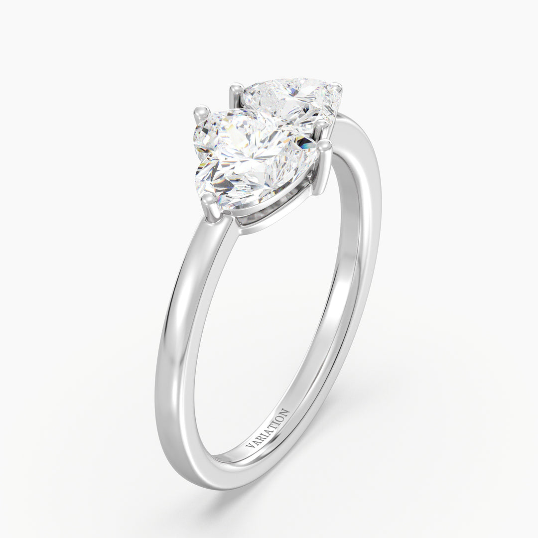 Heart Cut Lab Grown Diamond Toi et Moi Ring in 18K White Gold