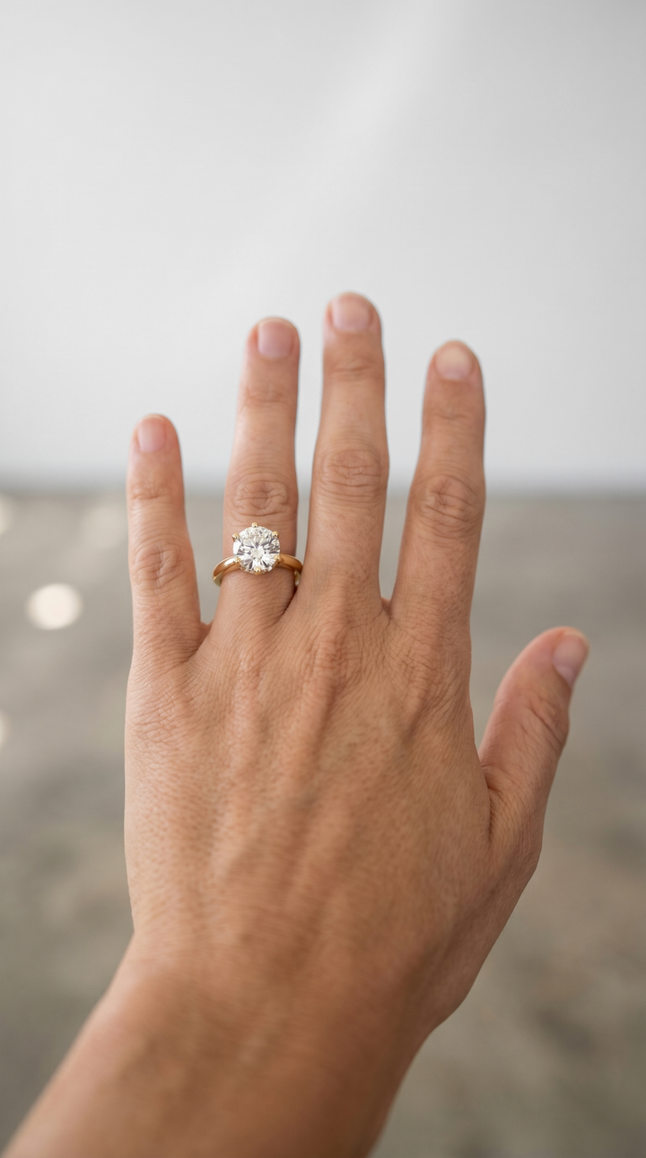 Hidden Halo Solitaire Ring with 1.10 CTW Lab Grown Diamonds in 18K Yellow Gold