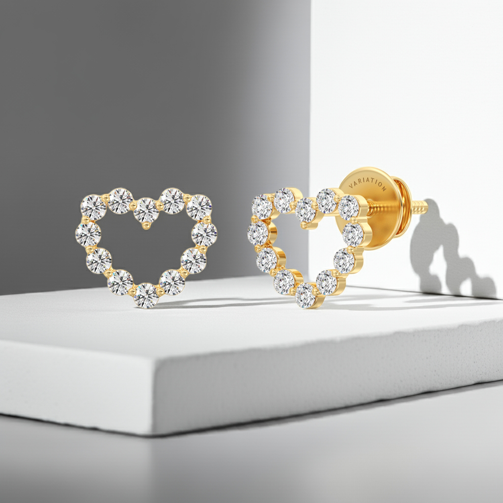 Heart-Shaped Stud Earrings
