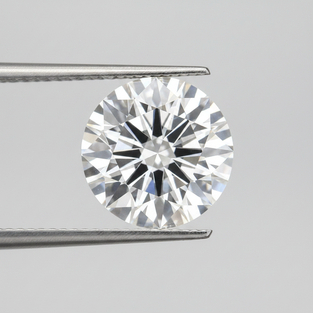 IGI Certified 5.10 Ct E Color VS2 Round CVD Diamond with 11.18mm Diameter