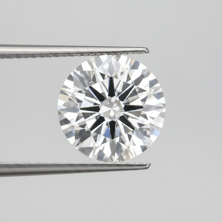 IGI Certified 5.10 Ct E Color VS2 Round CVD Diamond with 11.18mm Diameter