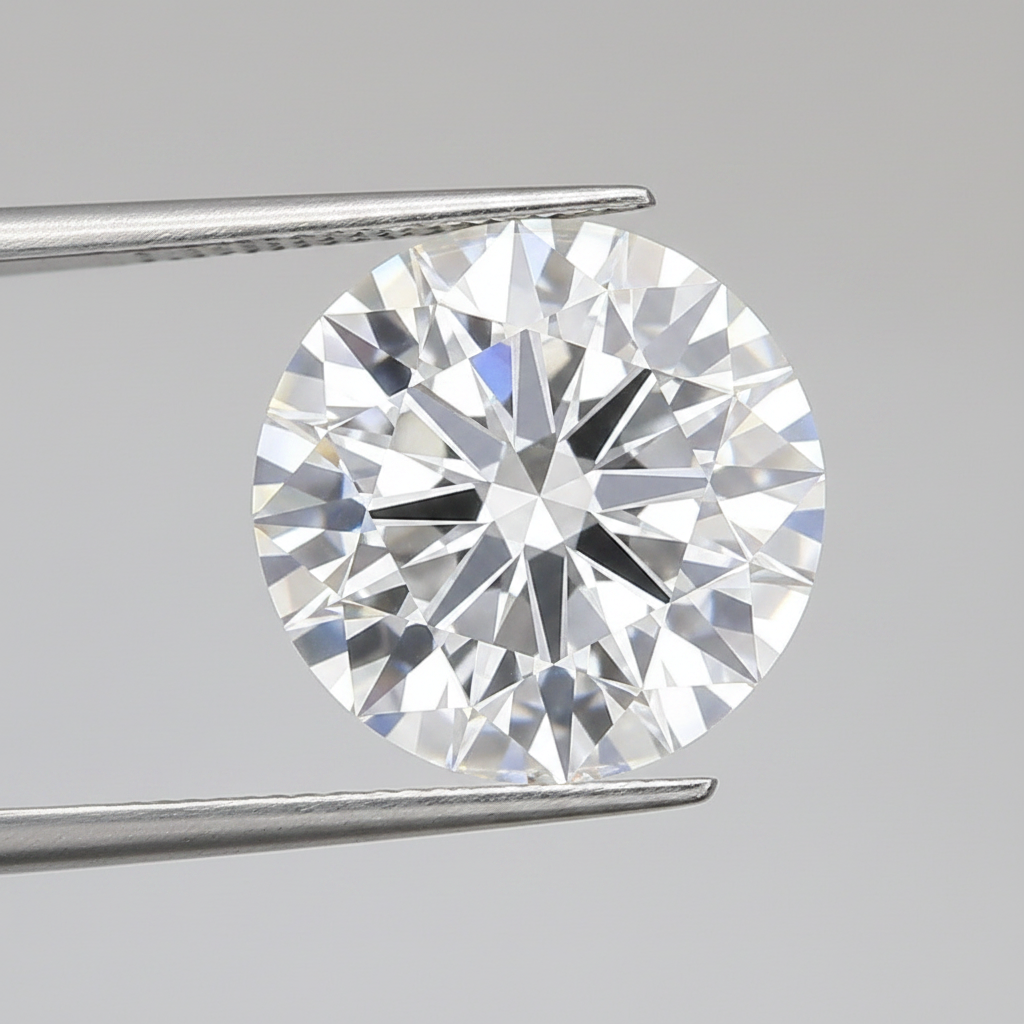 IGI Certified 7.08 Ct F Color VVS2 Round CVD Diamond with 12.42mm Diameter
