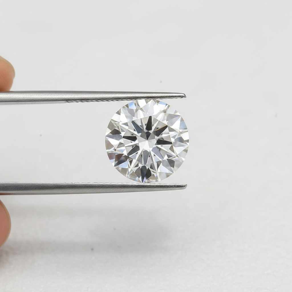 IGI Certified 8.09 Ct F Color VS1 Round CVD Diamond with 12.95mm Diameter