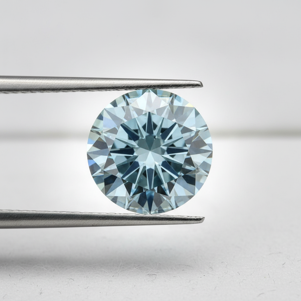 IGI Certified 1.00 Ct Fancy Vivid Blue Round CVD Lab Grown Diamond