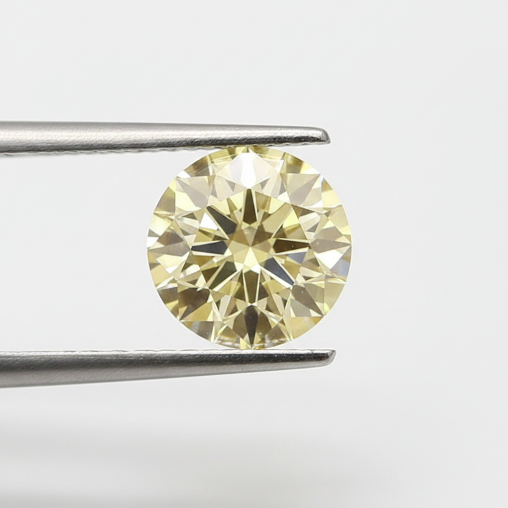 IGI Certified 1.06 Ct Fancy Light Yellow Round Type IIA CVD Lab Grown Diamond