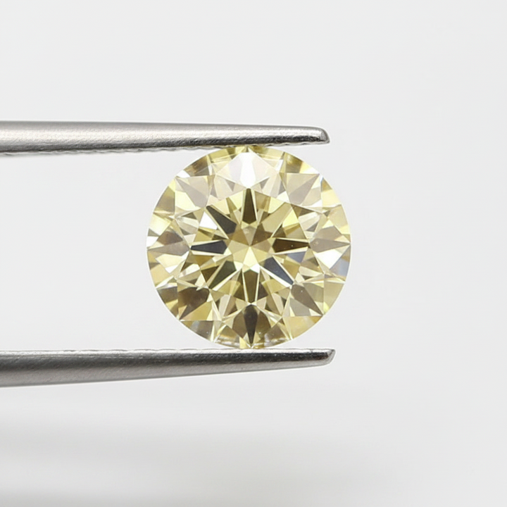 IGI Certified 1.06 Ct Fancy Light Yellow Round Type IIA CVD Lab Grown Diamond
