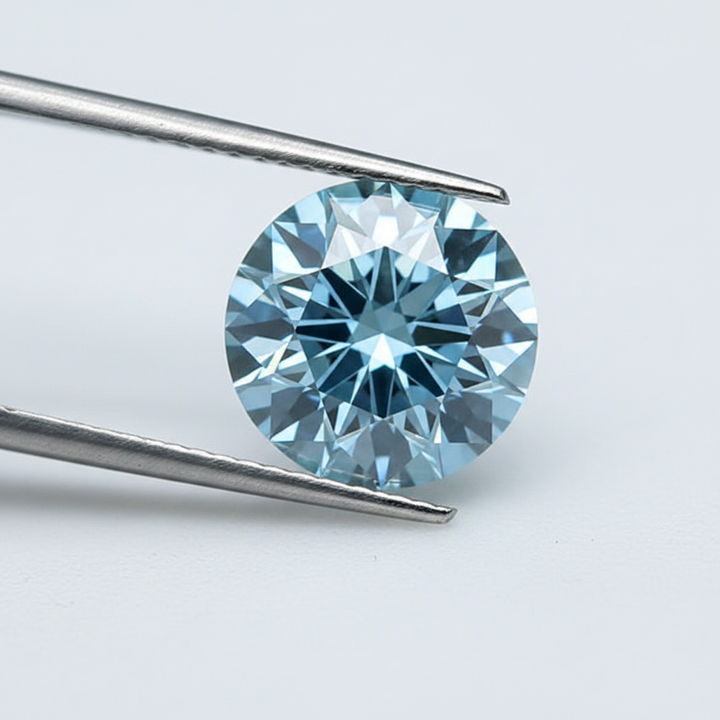 IGI Certified 1.49 Ct Fancy Vivid Blue Round CVD Lab Grown Diamond