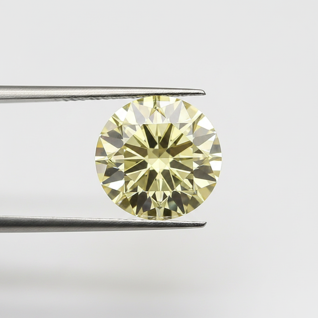 IGI Certified 2.50 Ct Fancy Light Yellow Round CVD Lab Grown Diamond