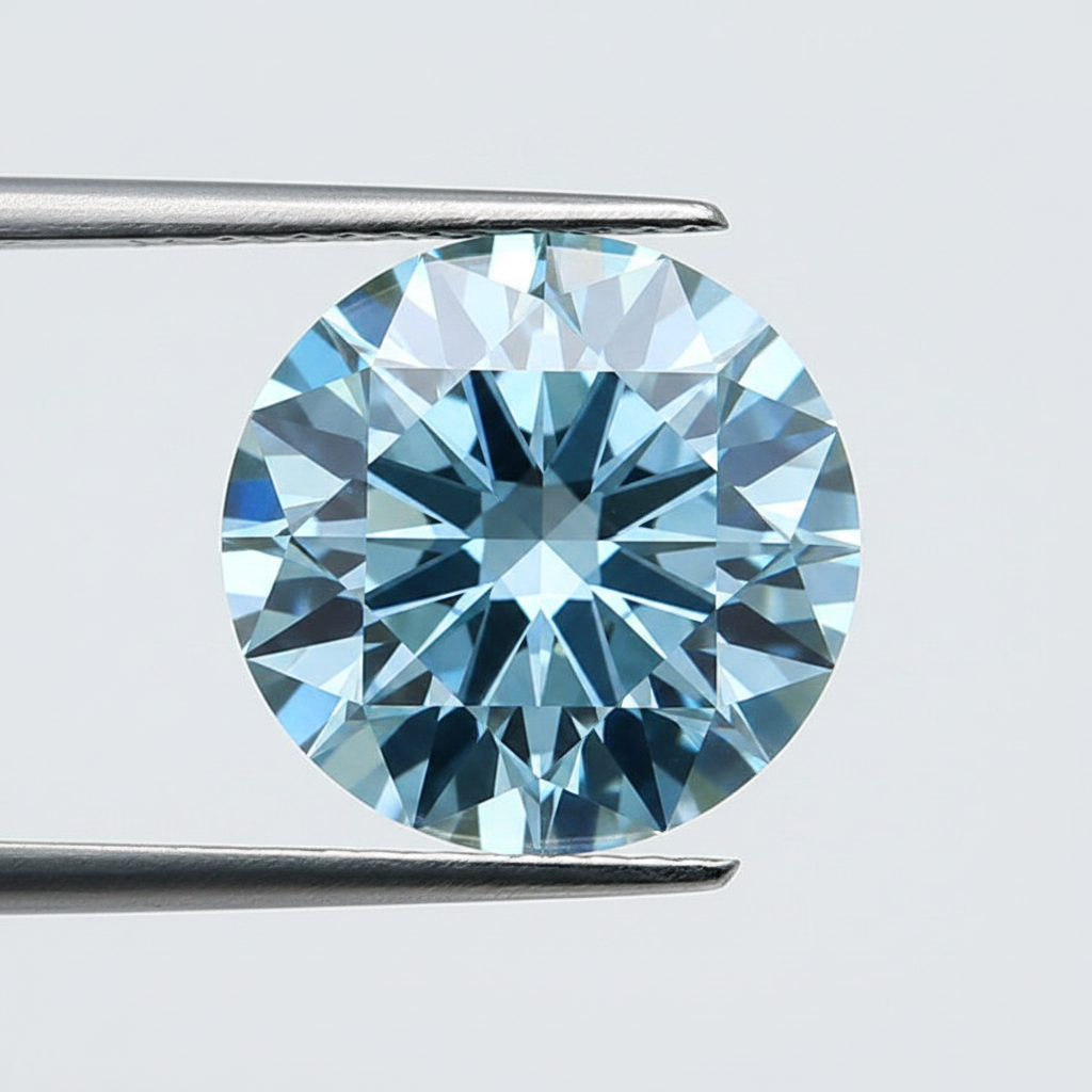 IGI Certified 3.00 Ct Fancy Vivid Blue Round CVD Lab Grown Diamond