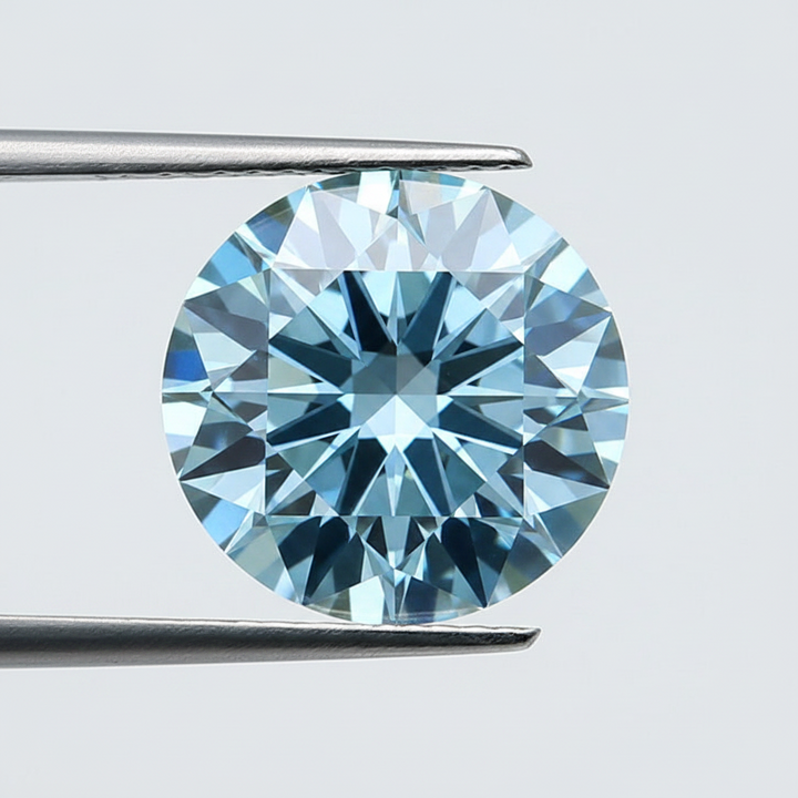 IGI Certified 3.00 Ct Fancy Vivid Blue Round CVD Lab Grown Diamond