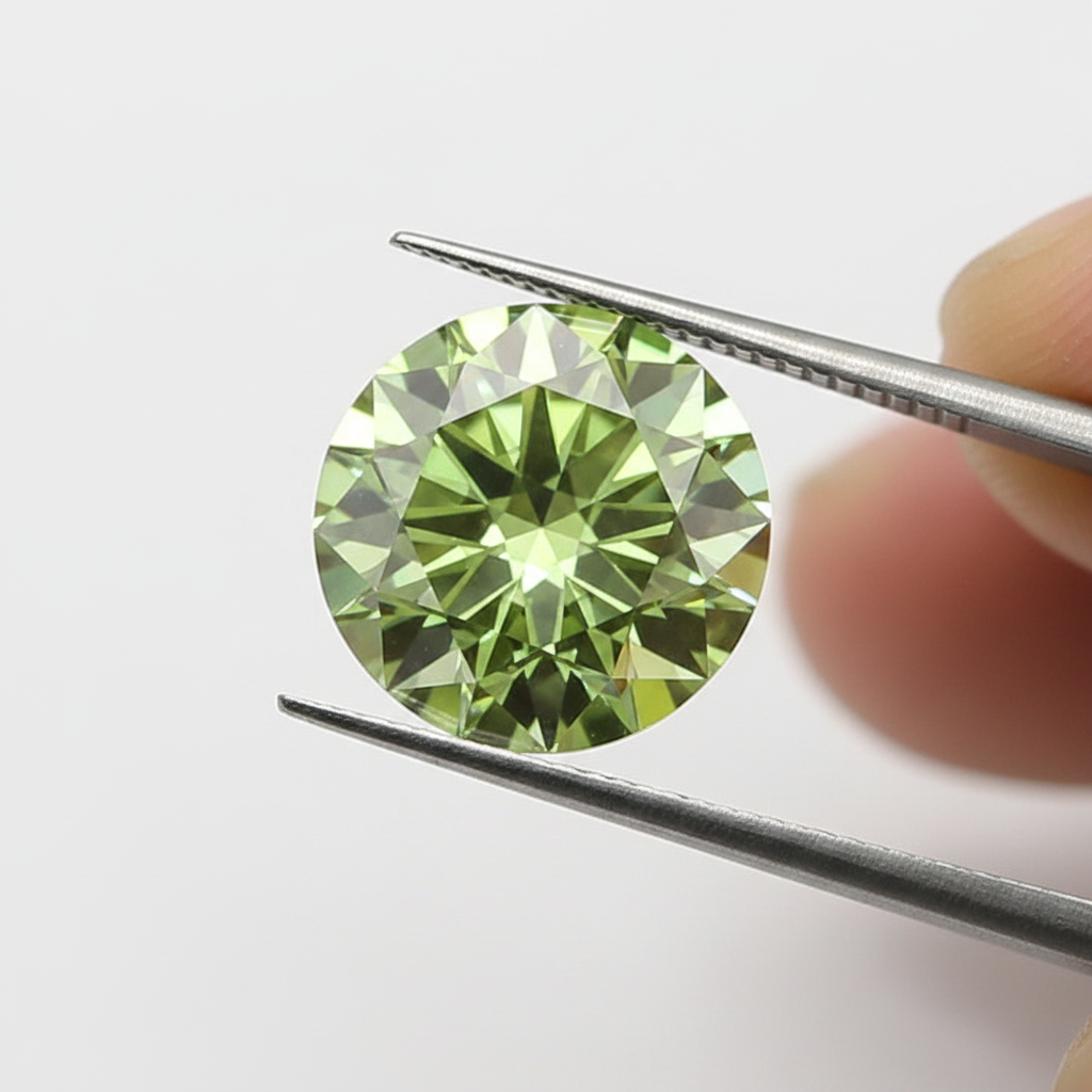 IGI Certified 3.03 Ct Fancy Vivid Green Round CVD Lab Grown Diamond