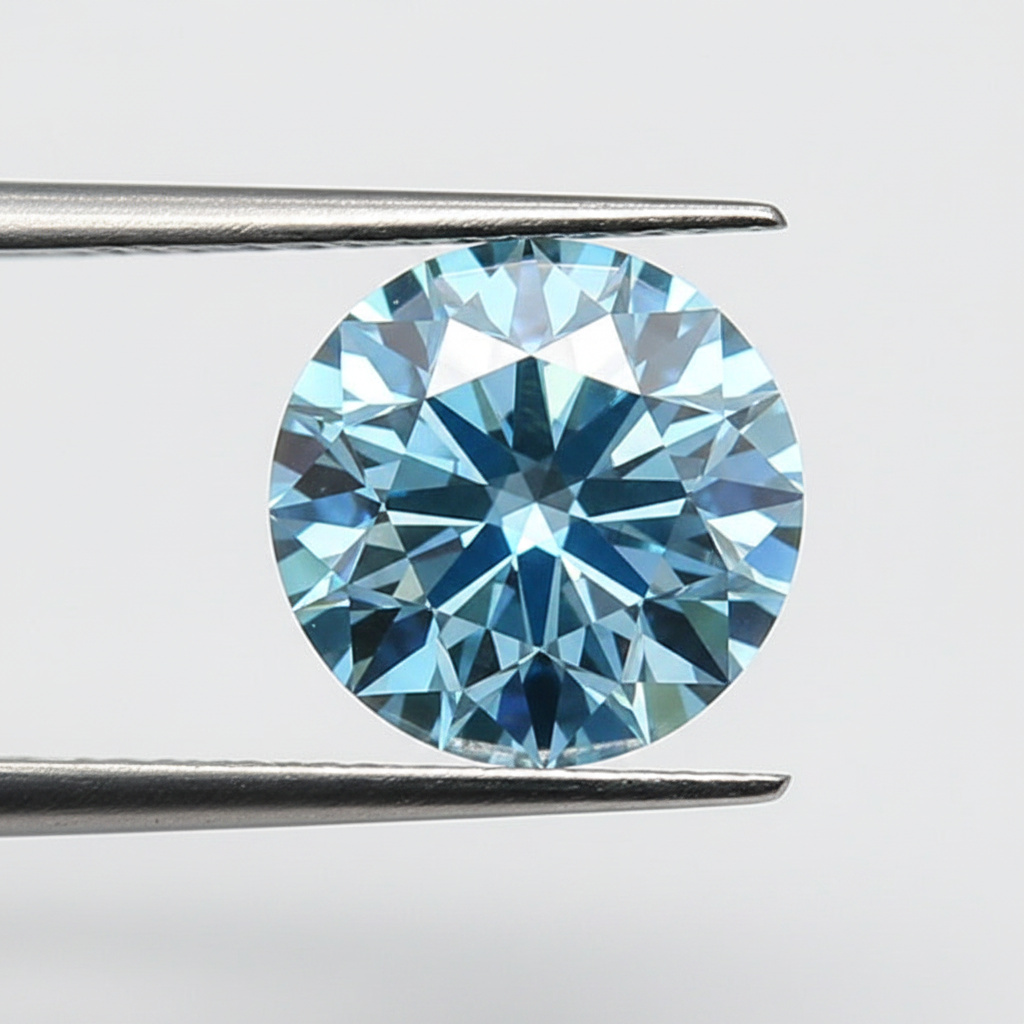 IGI Certified 3.04 Ct Fancy Vivid Blue Round CVD Lab Grown Diamond