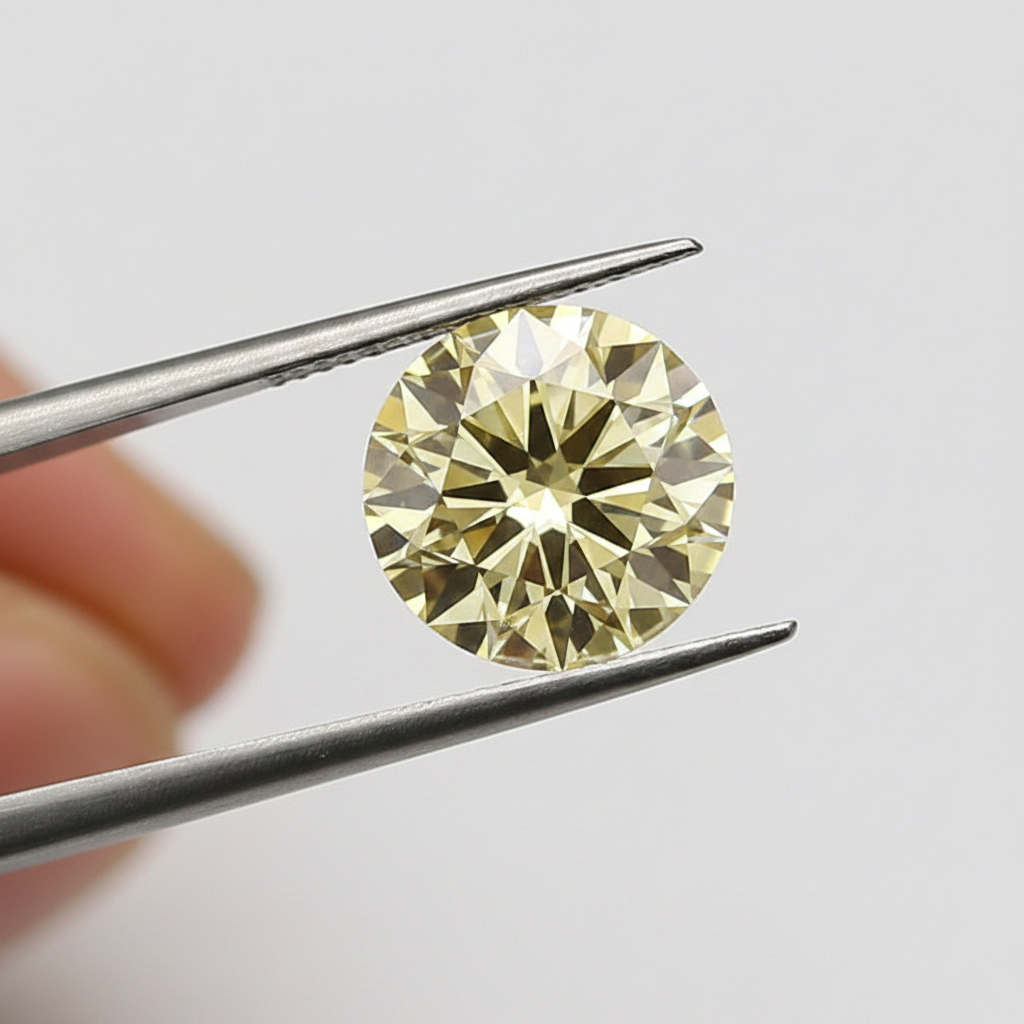 IGI Certified 3.04 Ct Fancy Yellow Round CVD Lab Grown Diamond