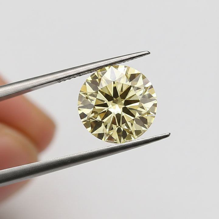 IGI Certified 3.04 Ct Fancy Yellow Round CVD Lab Grown Diamond