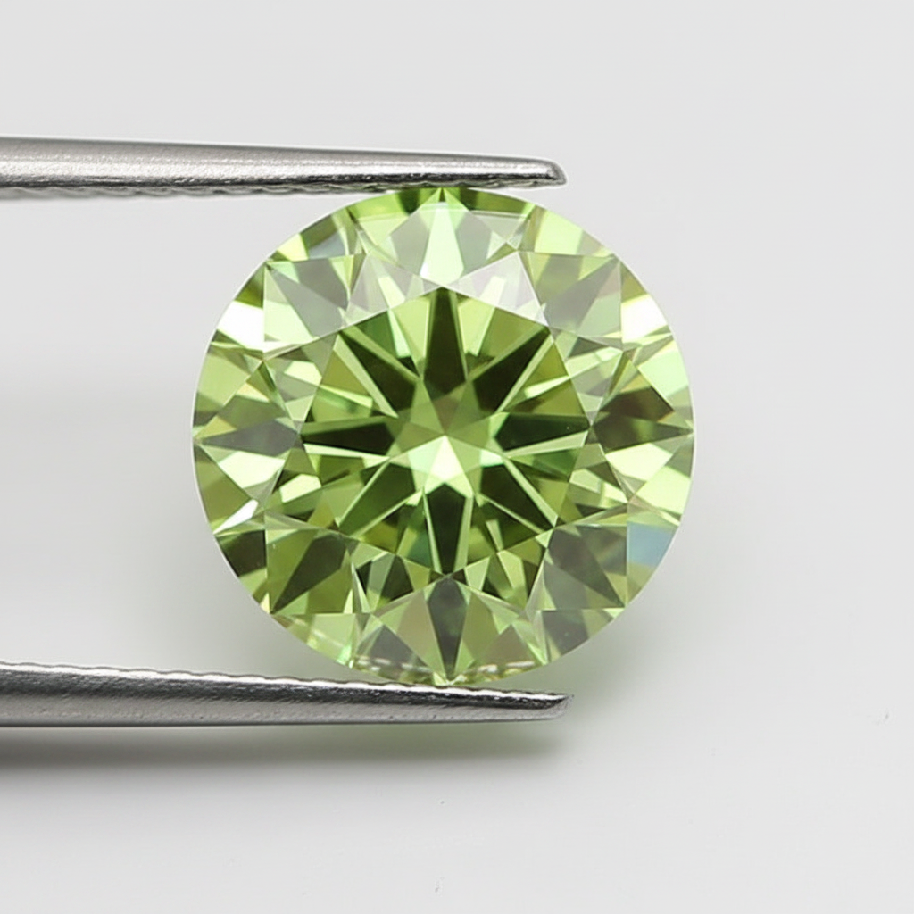 IGI Certified 3.07 Ct Fancy Vivid Green Round CVD Lab Grown Diamond