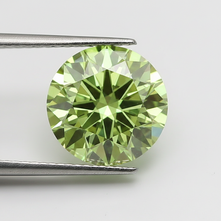 IGI Certified 3.07 Ct Fancy Vivid Green Round CVD Lab Grown Diamond