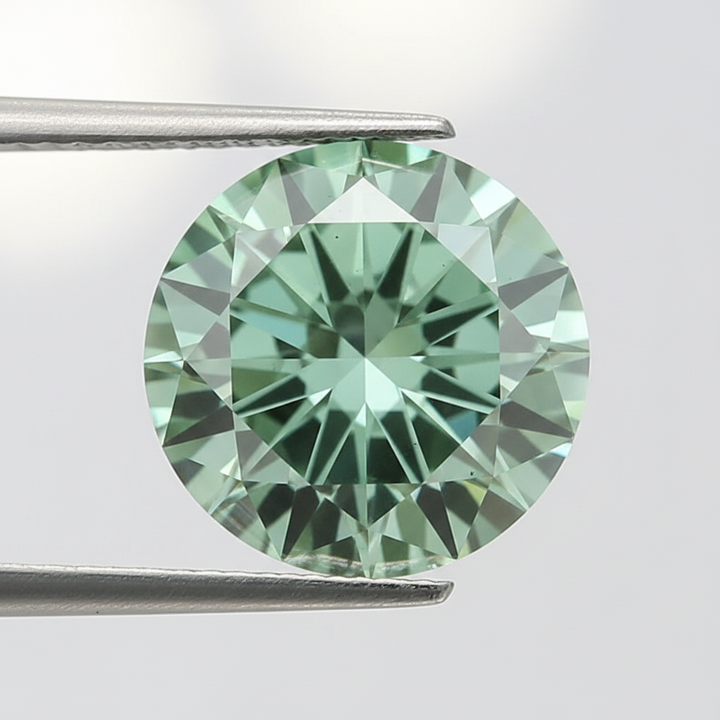 IGI Certified 4.00 Ct Fancy Vivid Green Round CVD Lab Grown Diamond