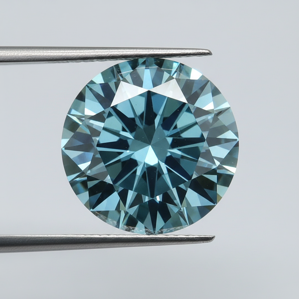 IGI Certified 4.01 Ct Fancy Vivid Blue Round CVD Lab Grown Diamond