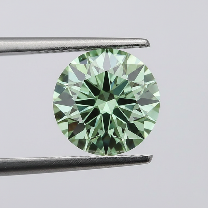 IGI Certified 4.04 Ct Fancy Vivid Green Round CVD Lab Grown Diamond