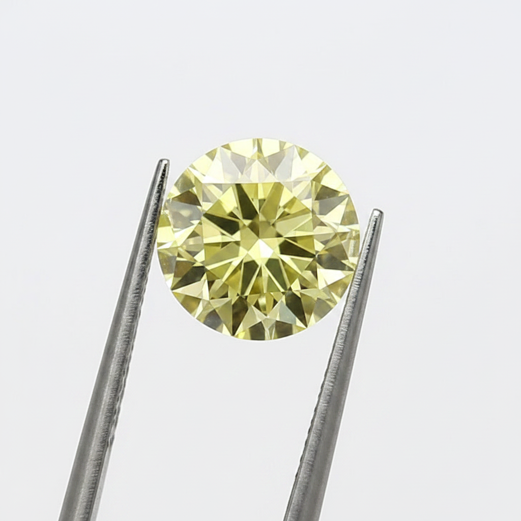 IGI Certified 4.10 Ct Fancy Intense Yellow Round CVD Lab Grown Diamond
