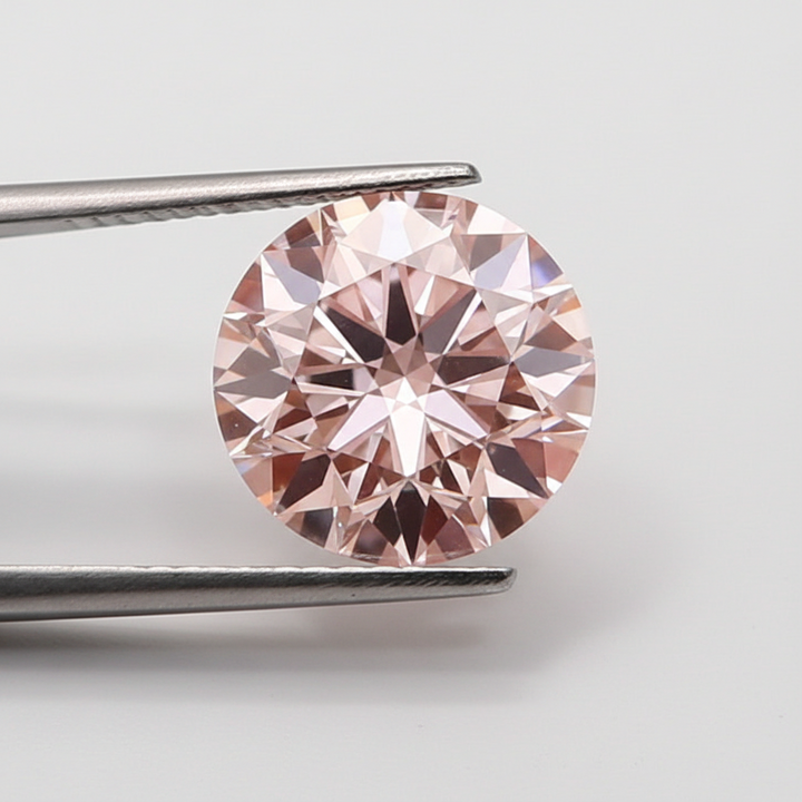 IGI Certified 4.39 Ct Fancy Intense Pink Round CVD Lab Grown Diamond