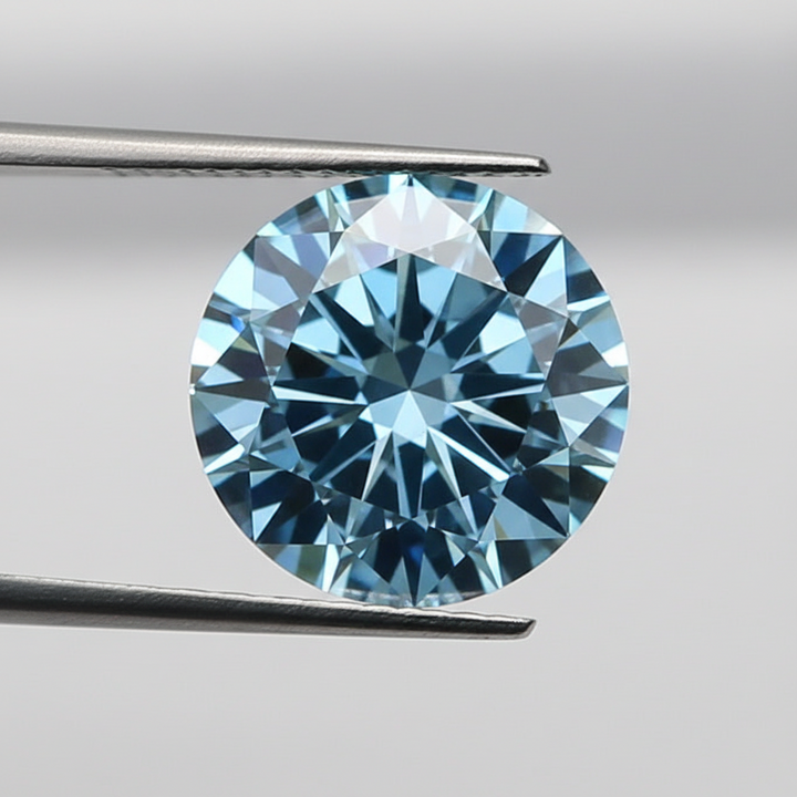 IGI Certified 5.00 Ct Fancy Vivid Blue Round CVD Lab Grown Diamond