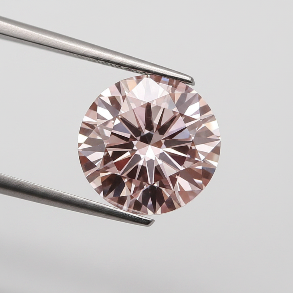 IGI Certified 5.01 Ct Fancy Intense Pink Round CVD Lab Grown Diamond