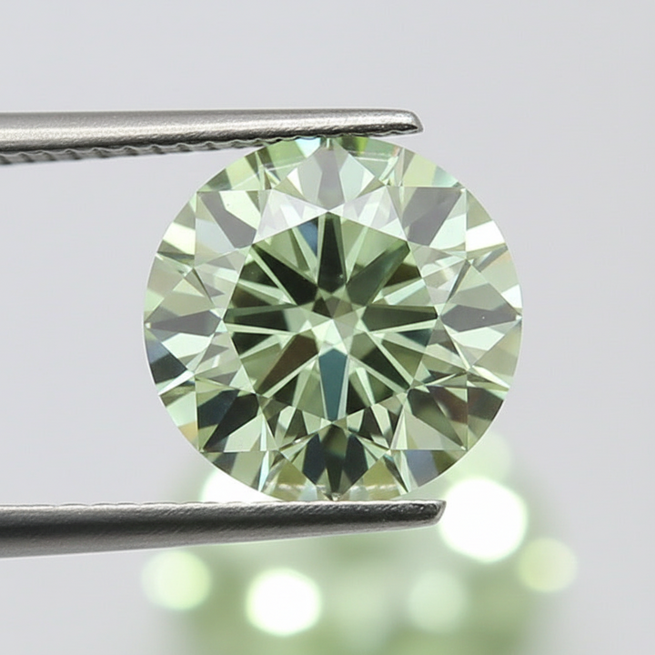 IGI Certified 5.07 Ct Fancy Vivid Green Round CVD Lab Grown Diamond