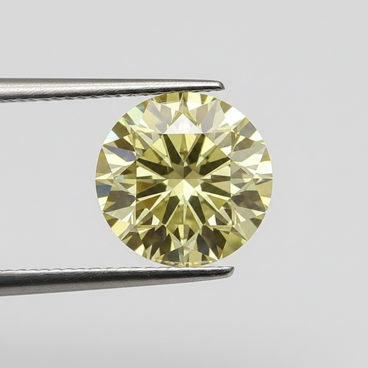 IGI Certified 5.42 Ct Fancy Intense Yellow Round CVD Lab Grown Diamond