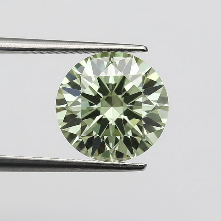 IGI Certified 5.57 Ct Fancy Vivid Green Round CVD Lab Grown Diamond
