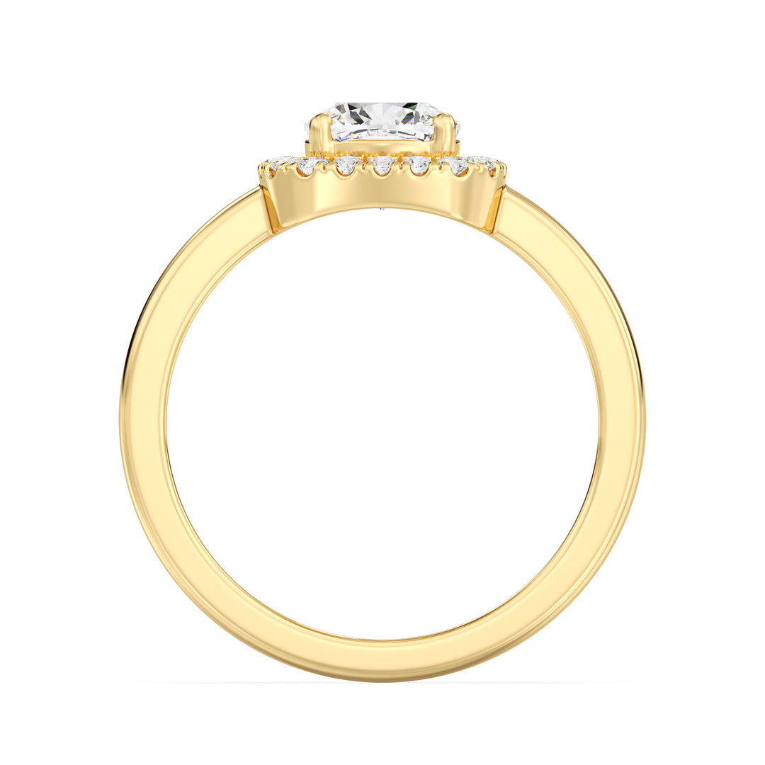IGI Certified Cushion Cut Diamond Halo Engagement Ring in 18K Yellow Gold