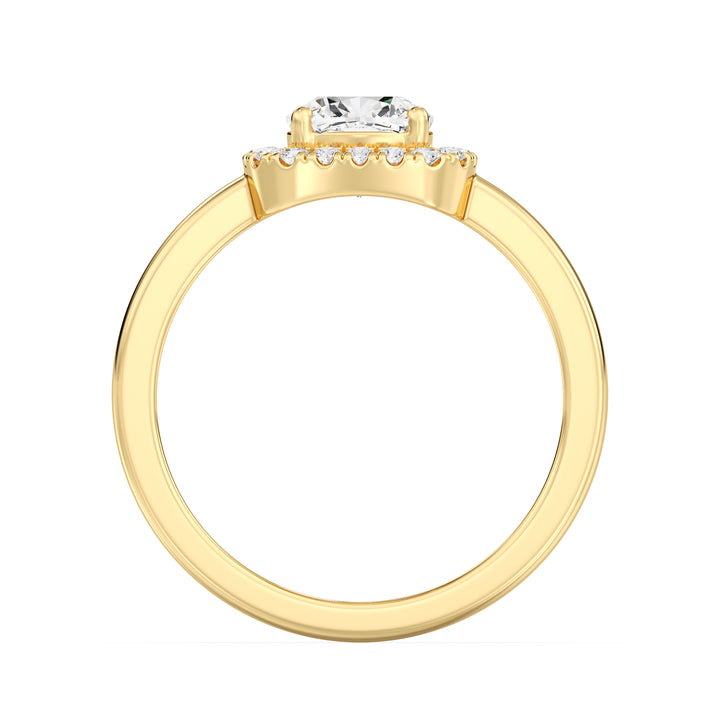 IGI Certified Cushion Cut Diamond Halo Engagement Ring in 18K Yellow Gold