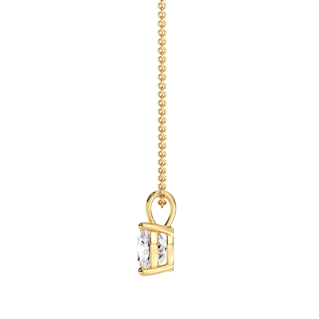 IGI Certified Cushion Cut Lab Grown Diamond Solitaire Pendant in 18K Yellow Gold