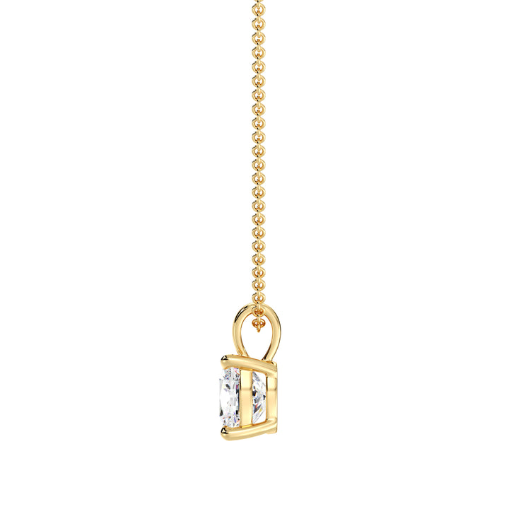 IGI Certified Cushion Cut Lab Grown Diamond Solitaire Pendant in 18K Yellow Gold