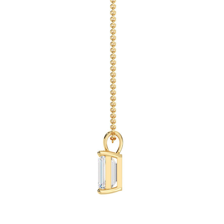 IGI Certified Emerald Cut Lab Grown Diamond Solitaire Pendant in 18K Yellow Gold