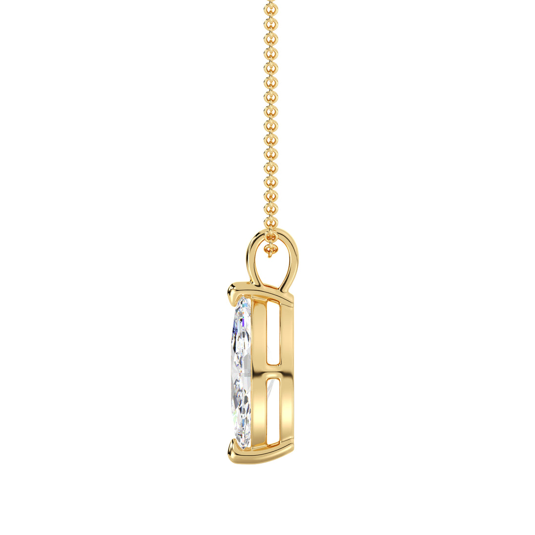 IGI Certified Marquise Cut Lab Grown Diamond Solitaire Pendant in 18K Yellow Gold