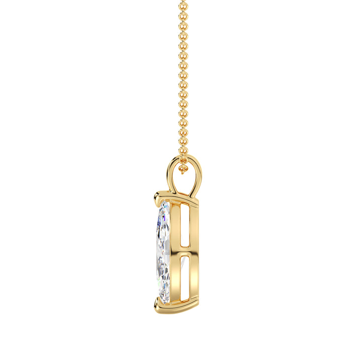 IGI Certified Marquise Cut Lab Grown Diamond Solitaire Pendant in 18K Yellow Gold