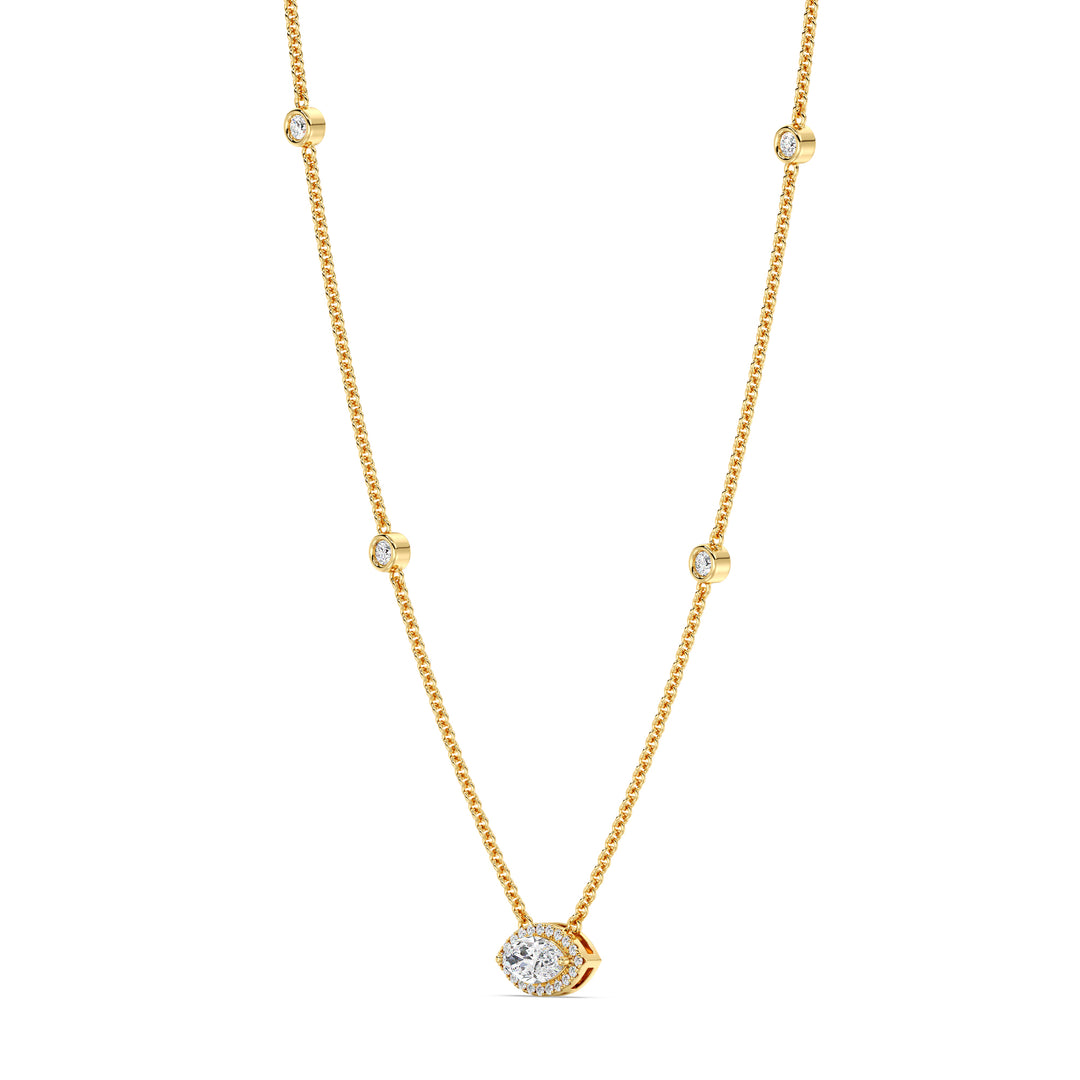 IGI Certified Marquise Lab Grown Diamond Station Necklace in 18K Yellow Gold
