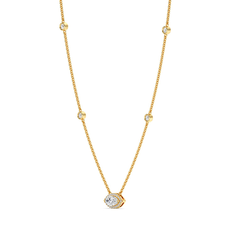 IGI Certified Marquise Lab Grown Diamond Station Necklace in 18K Yellow Gold