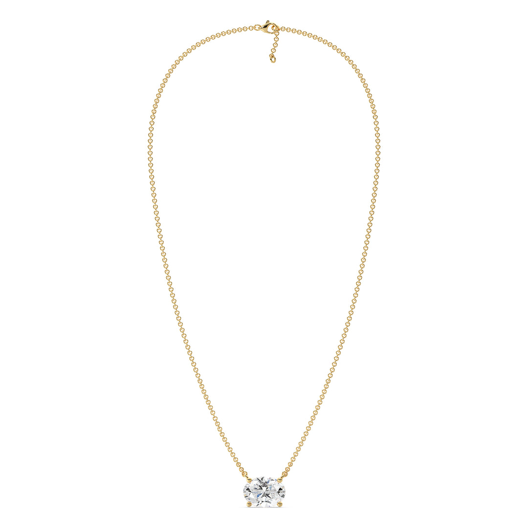 IGI Certified Oval Cut Lab Grown Diamond Solitaire Necklace in 18K Yellow Gold