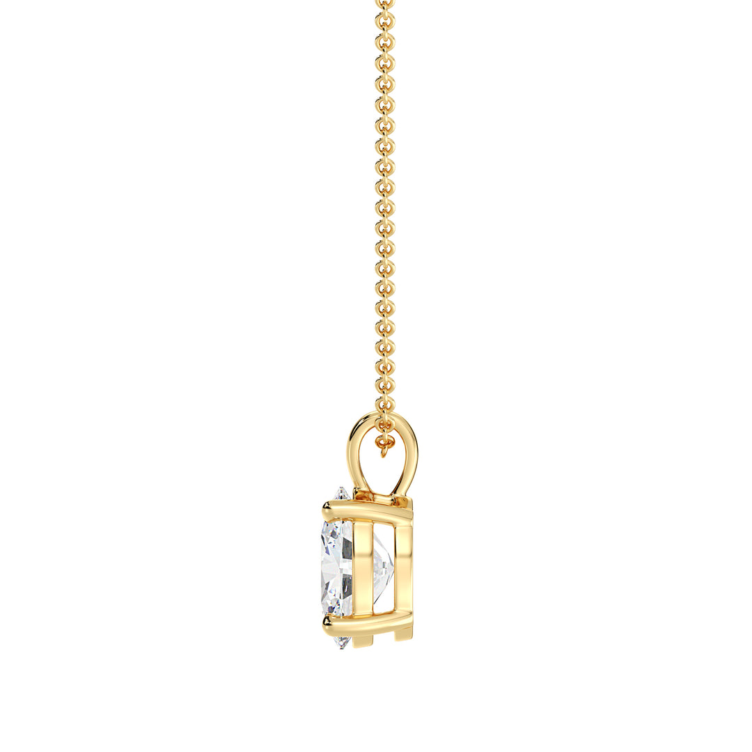 IGI Certified Oval Cut Lab Grown Diamond Solitaire Pendant in 18K Yellow Gold