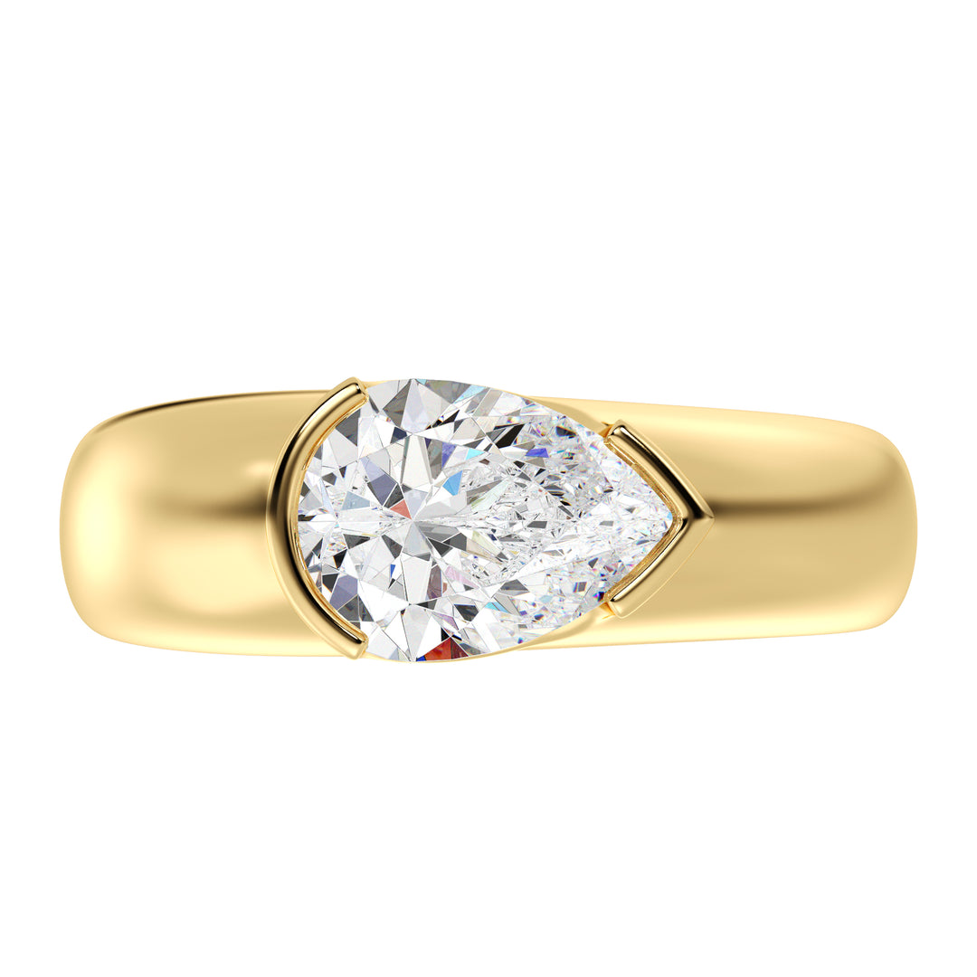 IGI Certified Pear Cut Diamond Solitaire Ring in Yellow Gold