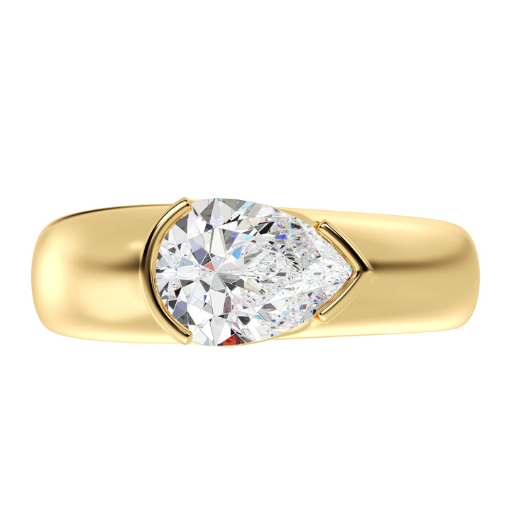 IGI Certified Pear Cut Diamond Solitaire Ring in Yellow Gold