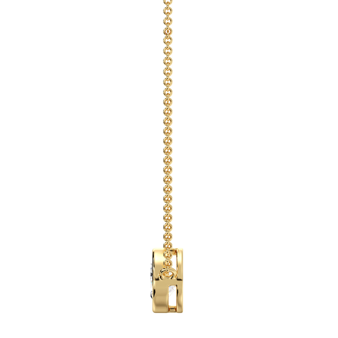 IGI Certified Pear Cut Lab Grown Diamond Pendant Necklace in 18K Yellow Gold