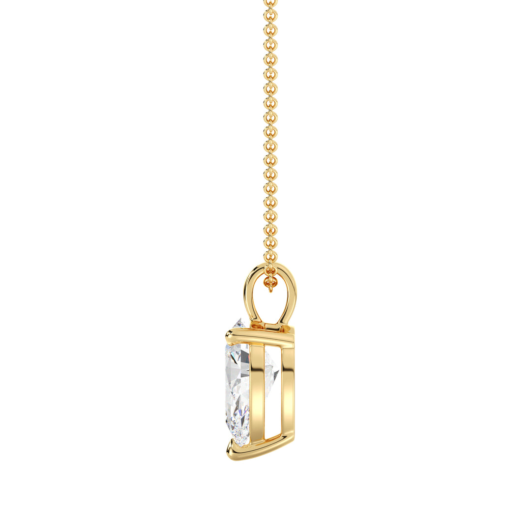 IGI Certified Pear Cut Lab Grown Diamond Solitaire Pendant in 18K Yellow Gold