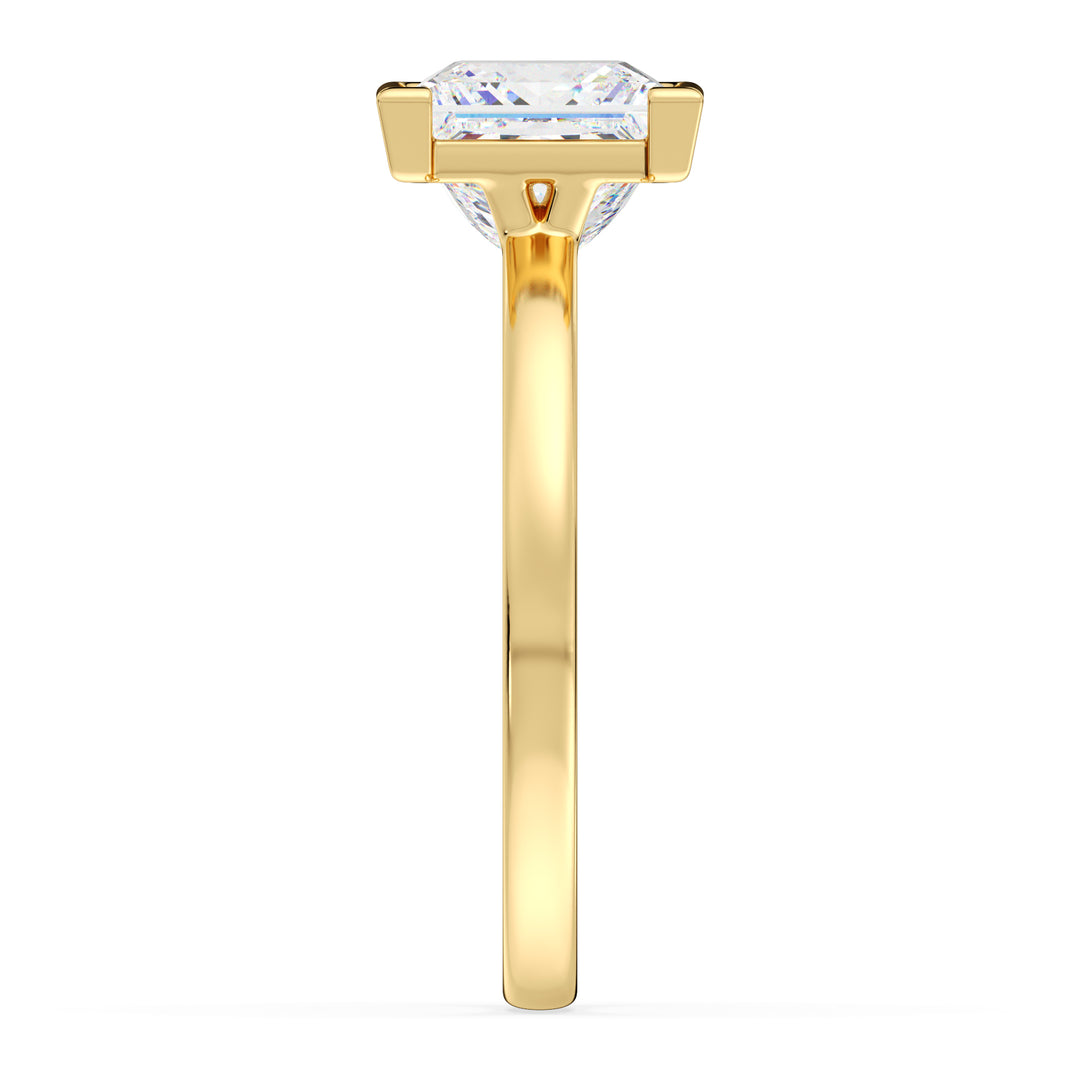 IGI Certified Princess Cut Diamond Solitaire Ring in Yellow Gold