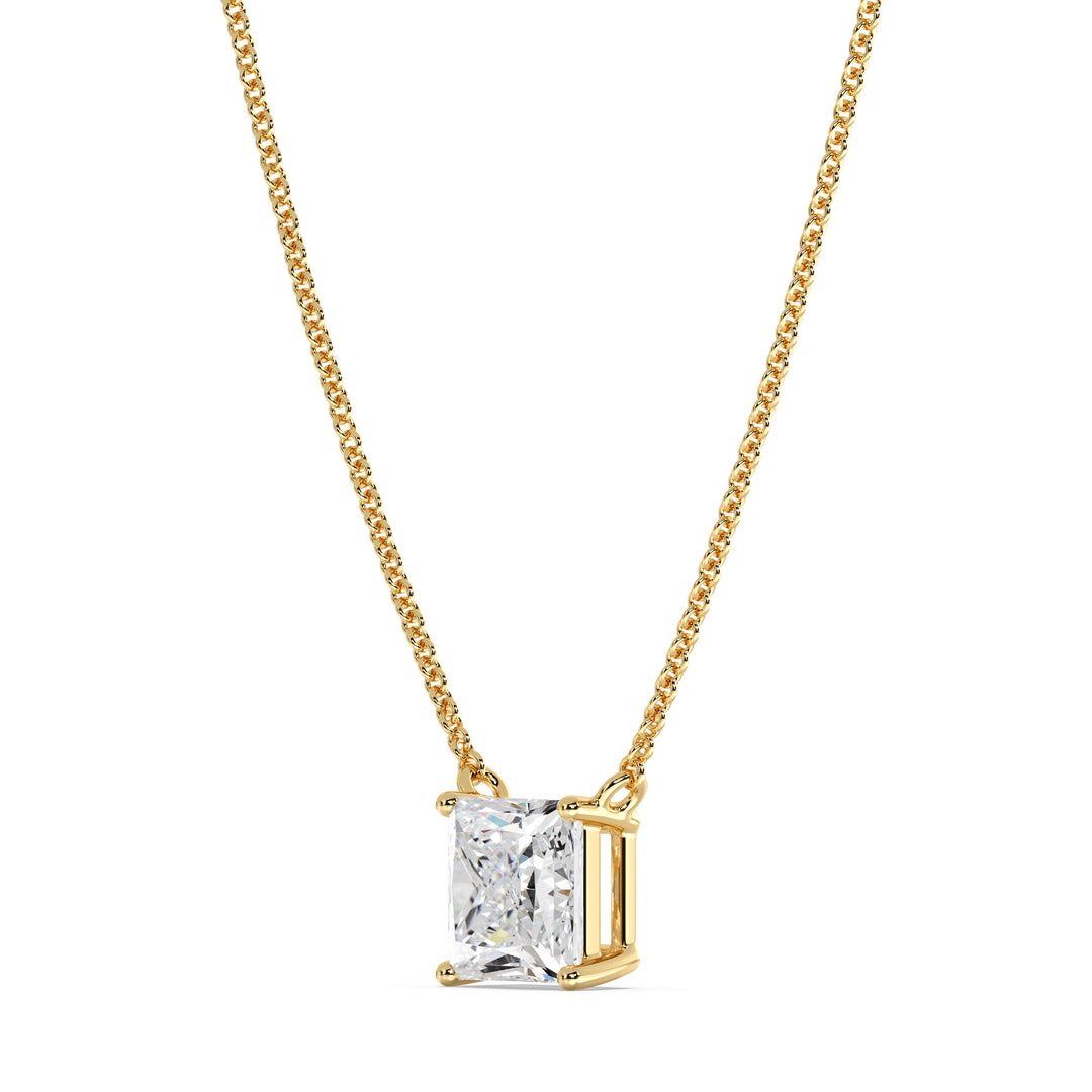 IGI Certified Princess Cut Lab Grown Diamond Solitaire Pendant Necklace in 18K Yellow Gold
