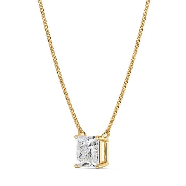 IGI Certified Princess Cut Lab Grown Diamond Solitaire Pendant Necklace in 18K Yellow Gold