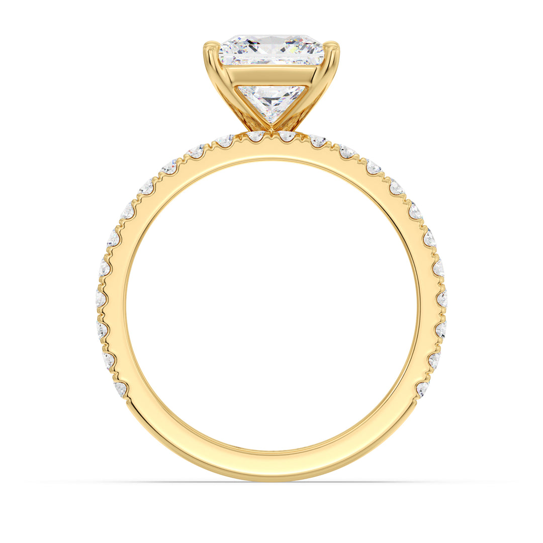 IGI Certified Princess Diamond Bridal Set with Matching Band in Yellow Gold
