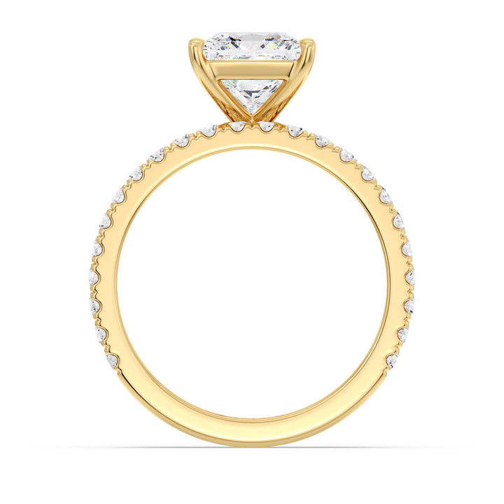 IGI Certified Princess Diamond Bridal Set with Matching Band in Yellow Gold